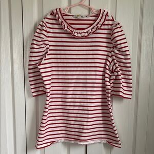 Boden Red and White Stripe 3/4 Sleeve Top. Size US 8